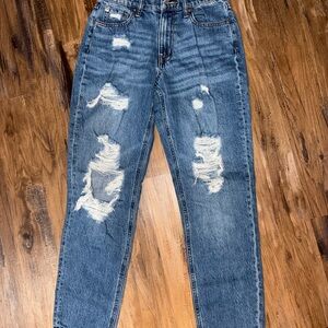 Aeropostale Distressed Mom Jeans - Dark Blue